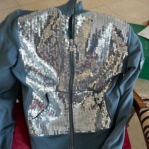 BCBG MaxaAzria  Bling jacket. Blueish gray color
